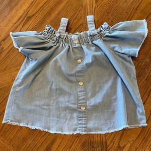 Hudson Jeans Kids off the shoulder chambray shirt size L